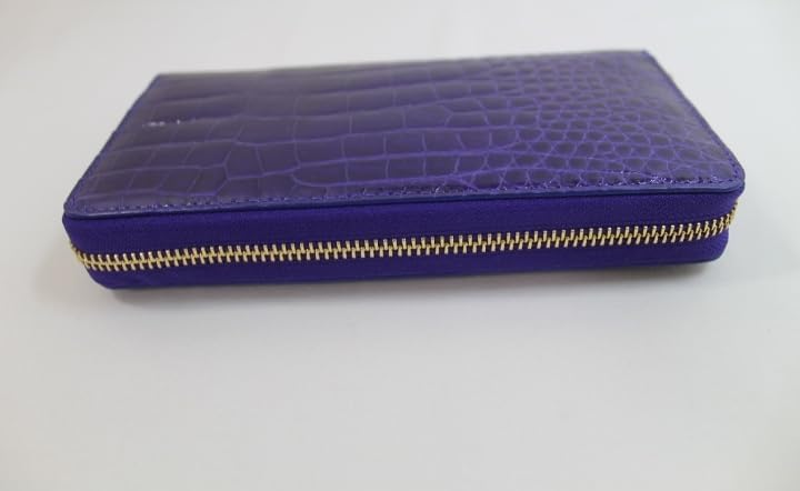 高級呉服店] クロコダイル 財布 本物 ブルー シャイニング加工